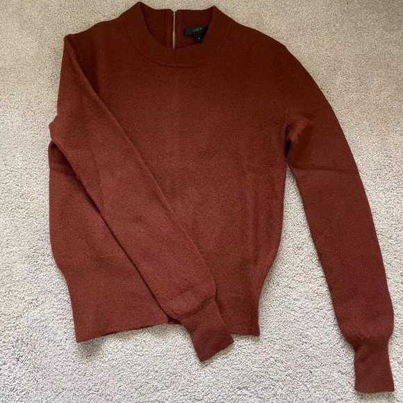 J. Crew Wool Exposed Zip Back Crewneck (Size XS) - Picture 1 of 3